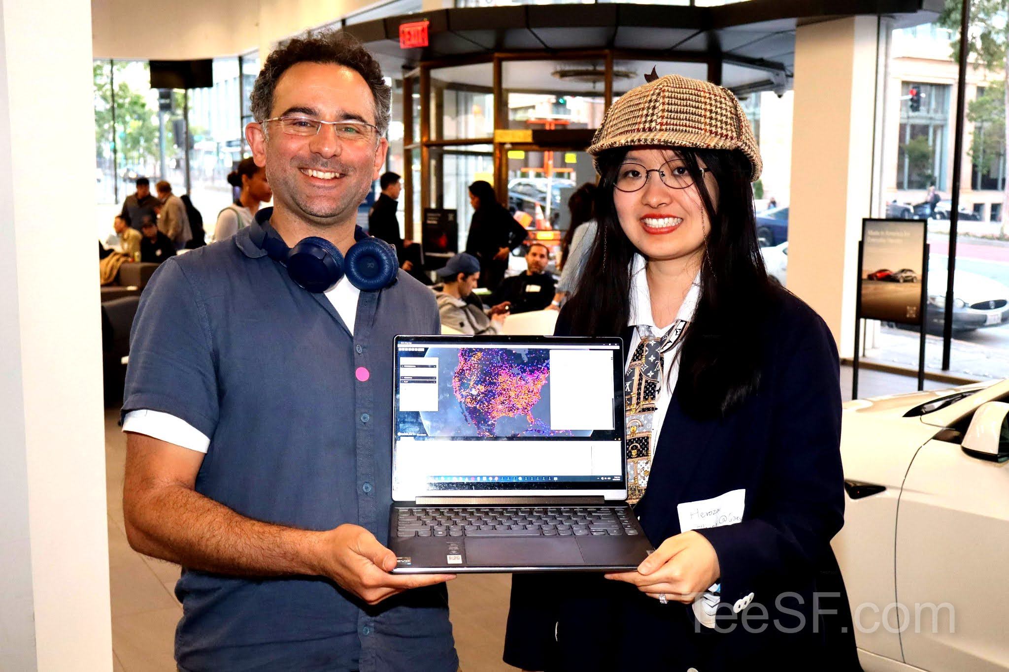 A photo from a pitch night event at Tesla in San Francisco.